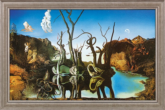 Salvador Dalí schilderij - Zwanen reflecteren olifanten (54 x 81 cm)