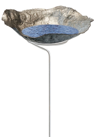 Vogelbad op tuinsteker