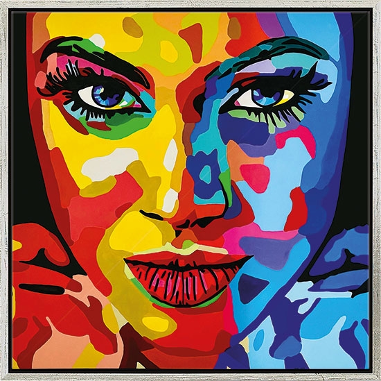 Uli Fischer schilderij -  Mooie vrouw (85 x 85 cm)