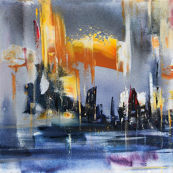 Robert Hettich schilderij - Gouden regen (35 x 35 cm)