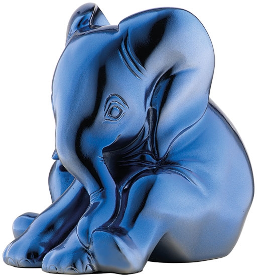 Jagna Weber sculptuur - Kleine olifant metallic blauw (19,5 cm)