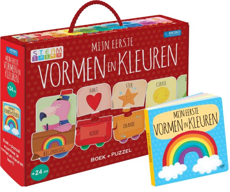 Puzzeltrein 20 stukjes en boek - Mijn eerste vormen en kleuren