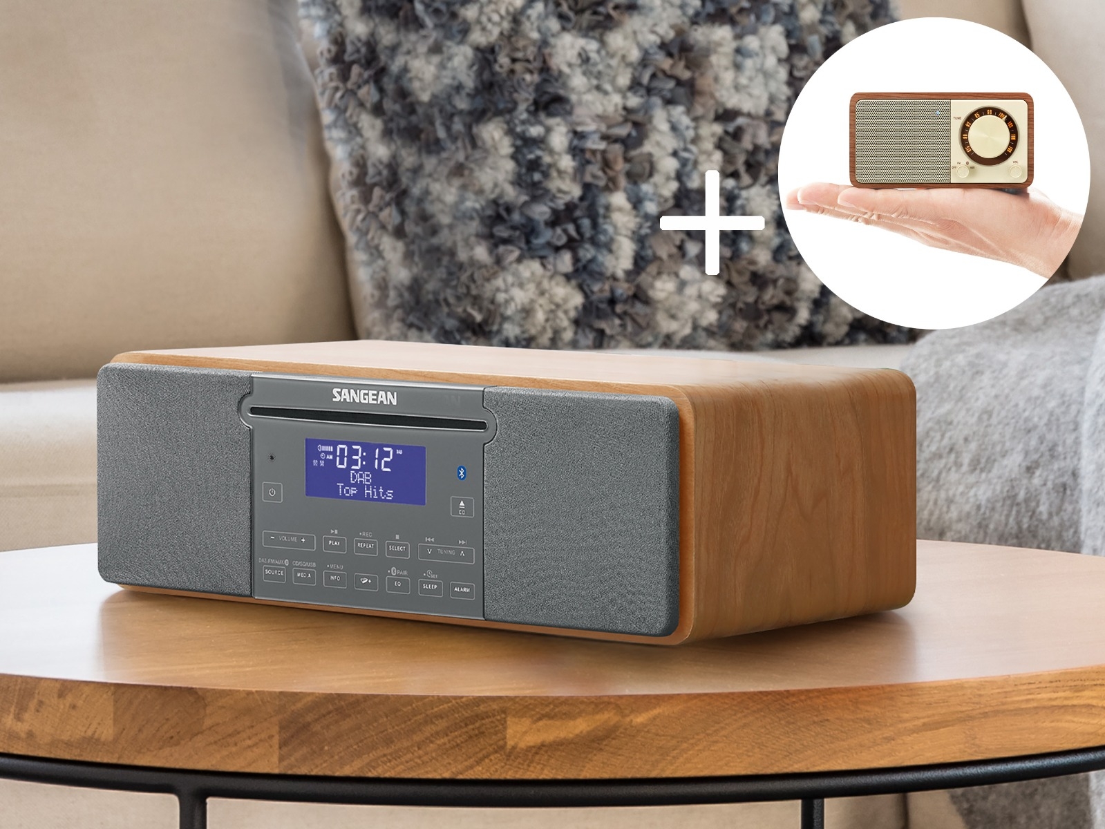 Sangean alles-in-&eacute;&eacute;n muzieksysteem DDR-47BT jubileumactie + gratis WR-7 Walnut 