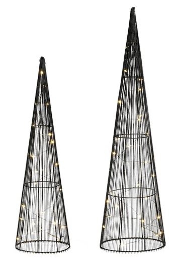 Kegels met led verlichting zwart (2 stuks)